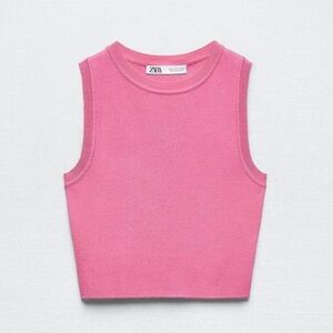 Zara - Pink Crop Knit Top
